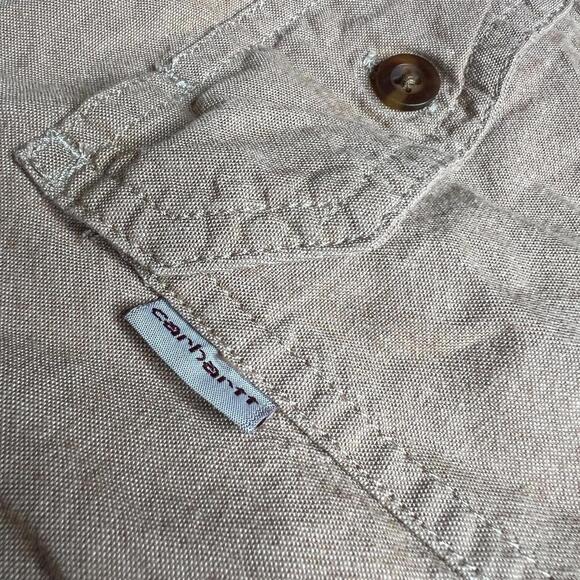 Carhartt Men’s 2XL Regular Relaxed Fit Button-Up Work Shirt Beige Tan Long - Picture 7 of 7